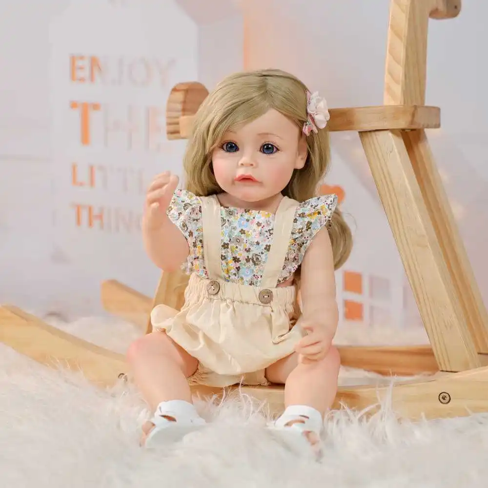 Cloveray 22 pollici classico realistico bambola rinata bambola super carina morbida in vinile giocattolo di alta qualità che gioca a casa bambola regalo per bambini