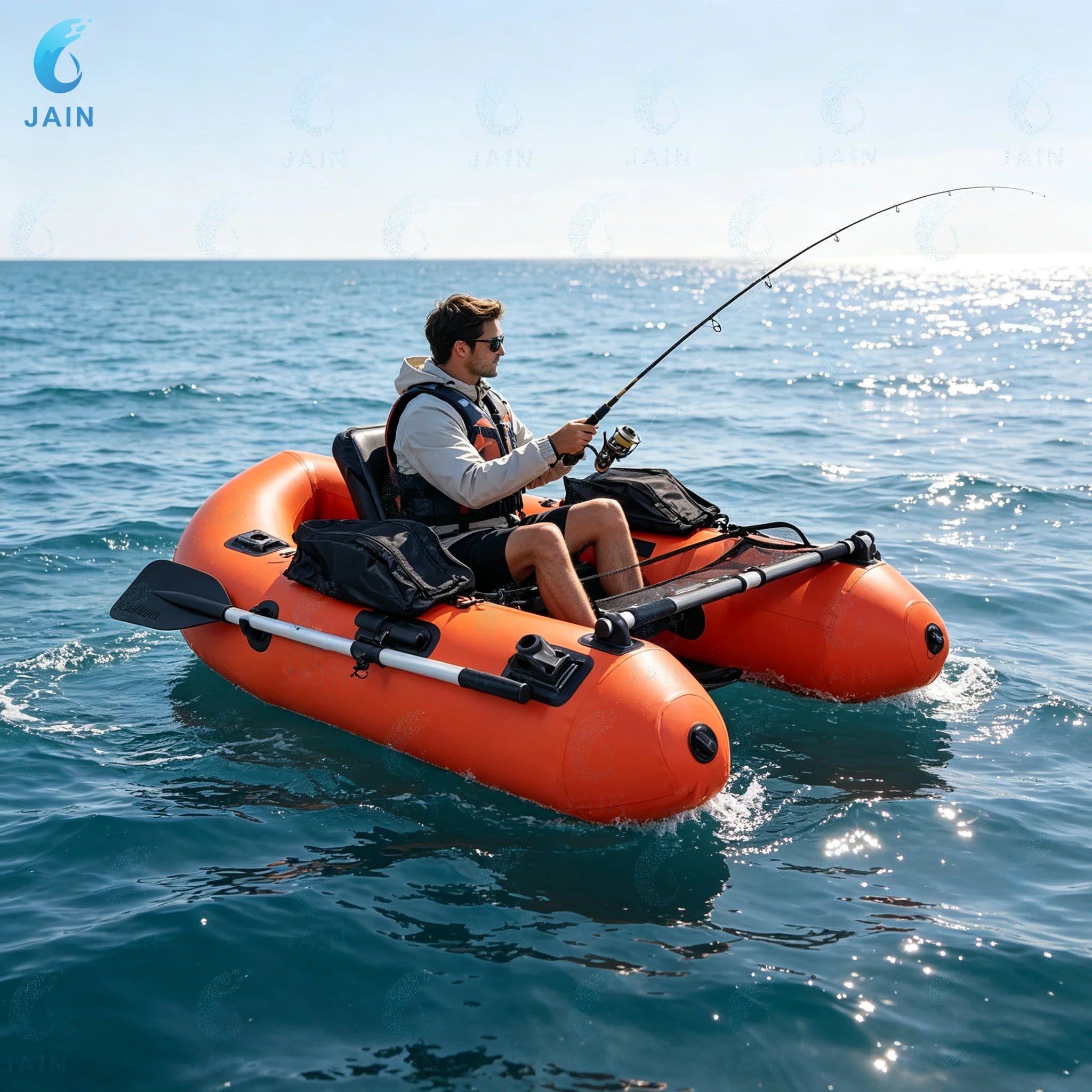 Single Person Inflatable Float Tube Belly Boat Small Fishing Boat Canoe With Electric Pump For lakes
