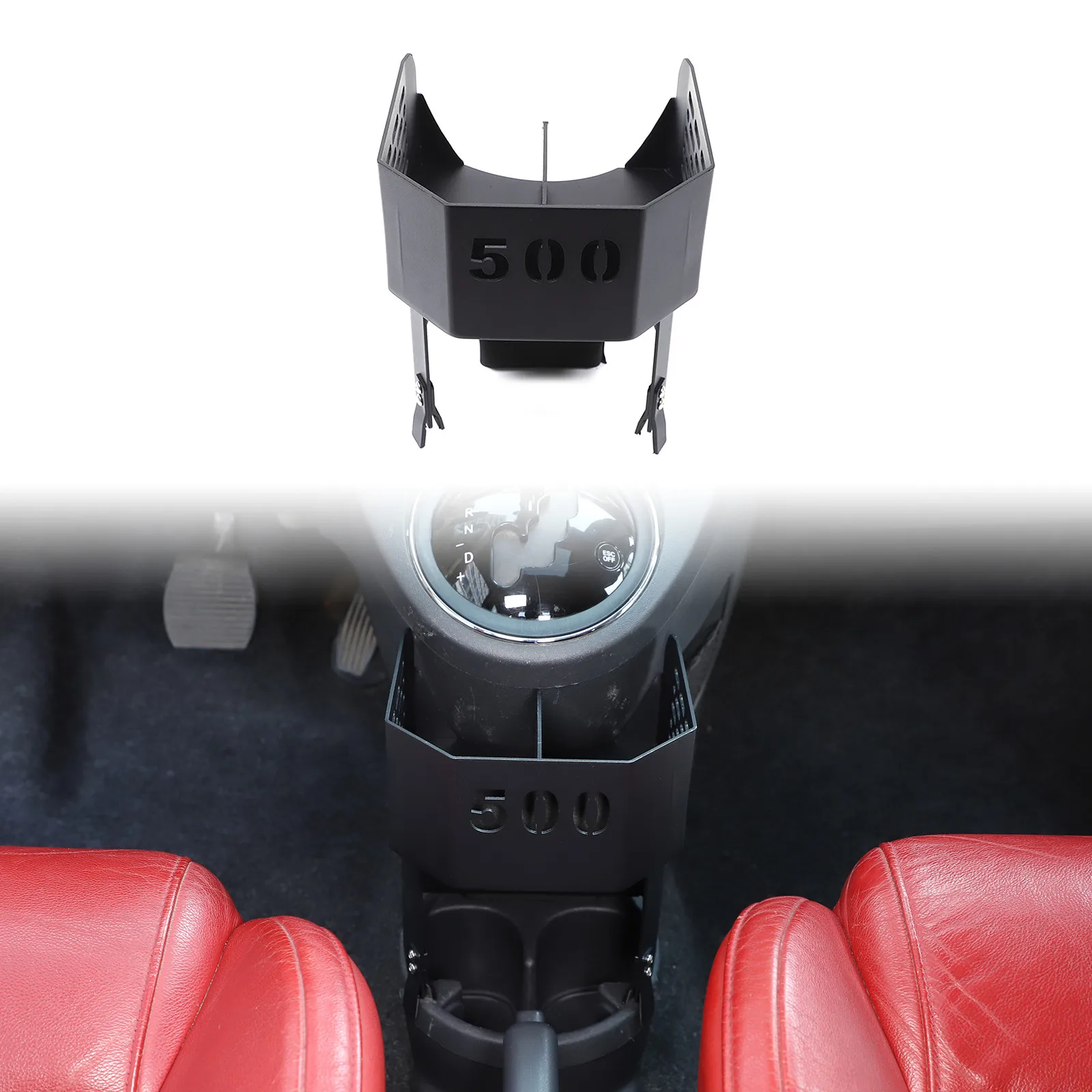 Aluminum Alloy Car Central Control Additional Heightened Expansion Cup Holder For Fiat 500 2007-2015 Beverage Bottle Bracket
