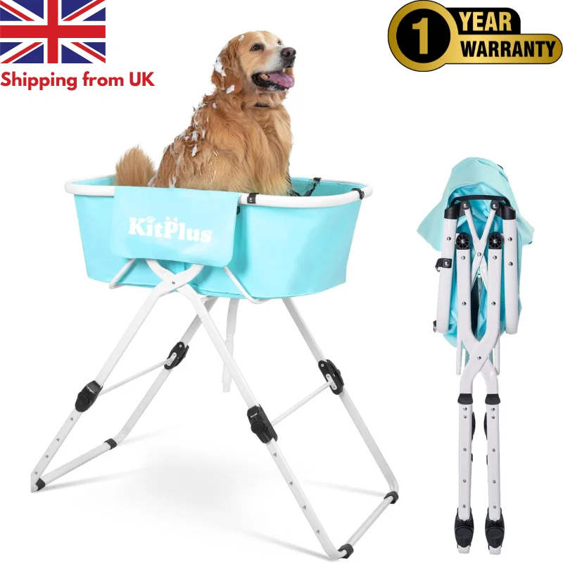 KITPLUS Foldable Dog Bath Tub, 5 Height Adjustable, Shower Dog Pool for Indoor Outdoor, Suit for small, medium and large dog cat