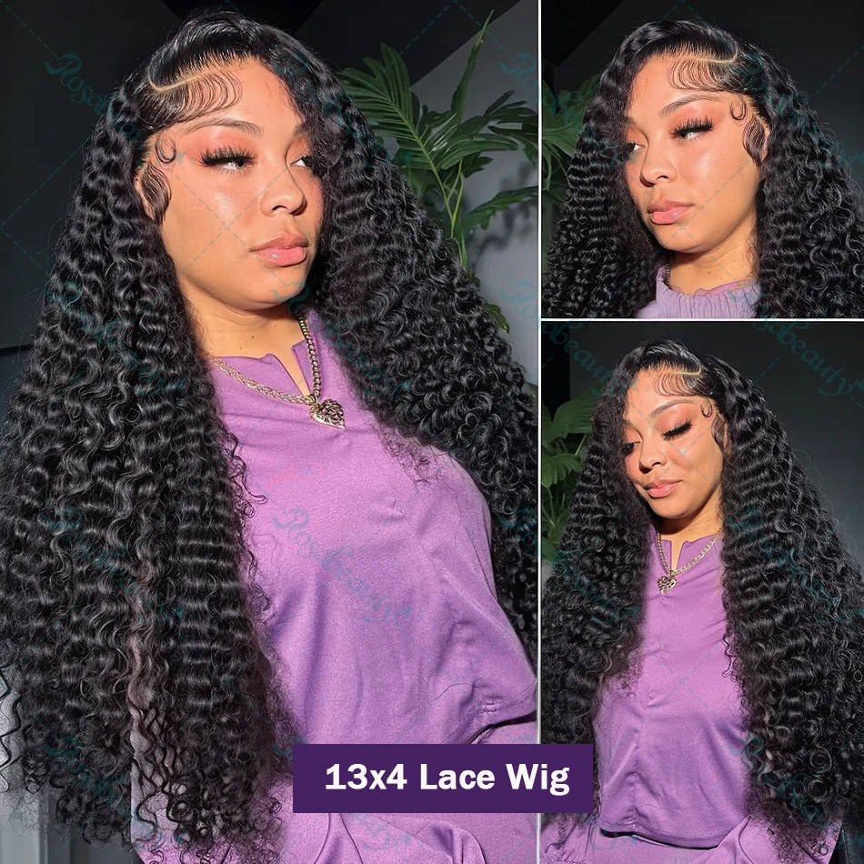 Rosabeauty Curly 360 Full Lace Front Wig Human Hair 250 Density Brazilian Deep Wave 30 Inch 13x6 Hd Lace Frontal Wig For Women