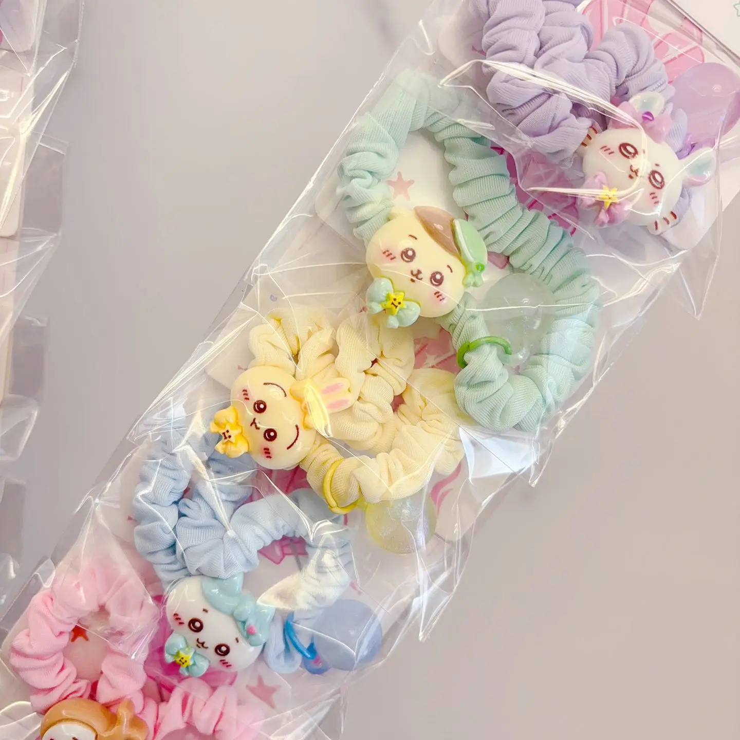 10Pcs/Set Chikawas Plush Hair Rope Hair Ring Cute Cartoon Hachiware Usagi Usaki Student Girl Cute Hair Accessories Ins Gift
