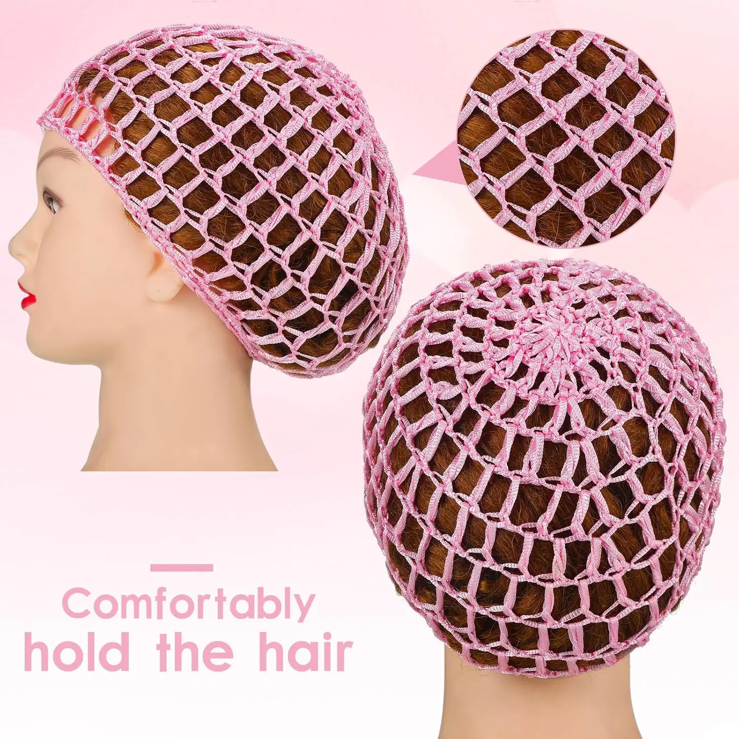 Hollow Casual Outdoor Knitted Hat Design All-Match Hair Accessories Hair Scarf Hair Net Head Cover Head Hat Pinkblack Sleep Wash