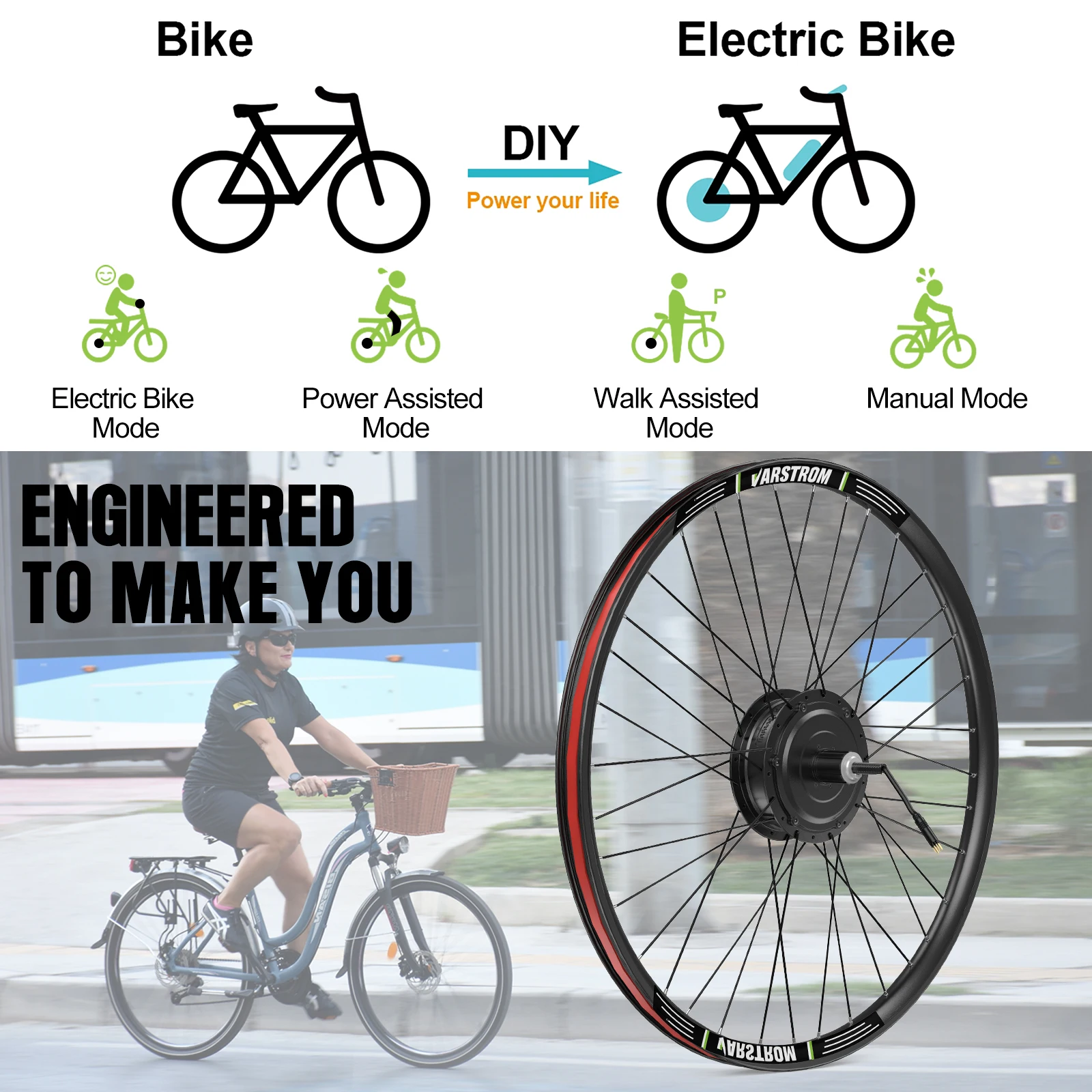 [ EU-Konformität ] 36V 250W Nabenmotor E-Bike Umrüstsatz 25 km/h 42 Nm VSF03 / VSR03 Vorder- & Hinterradnabenmotor Varstrom Motorantrieb Passend für 26" 27,5" 28" 29" 700C E-Bikes Bürstenloser Motor