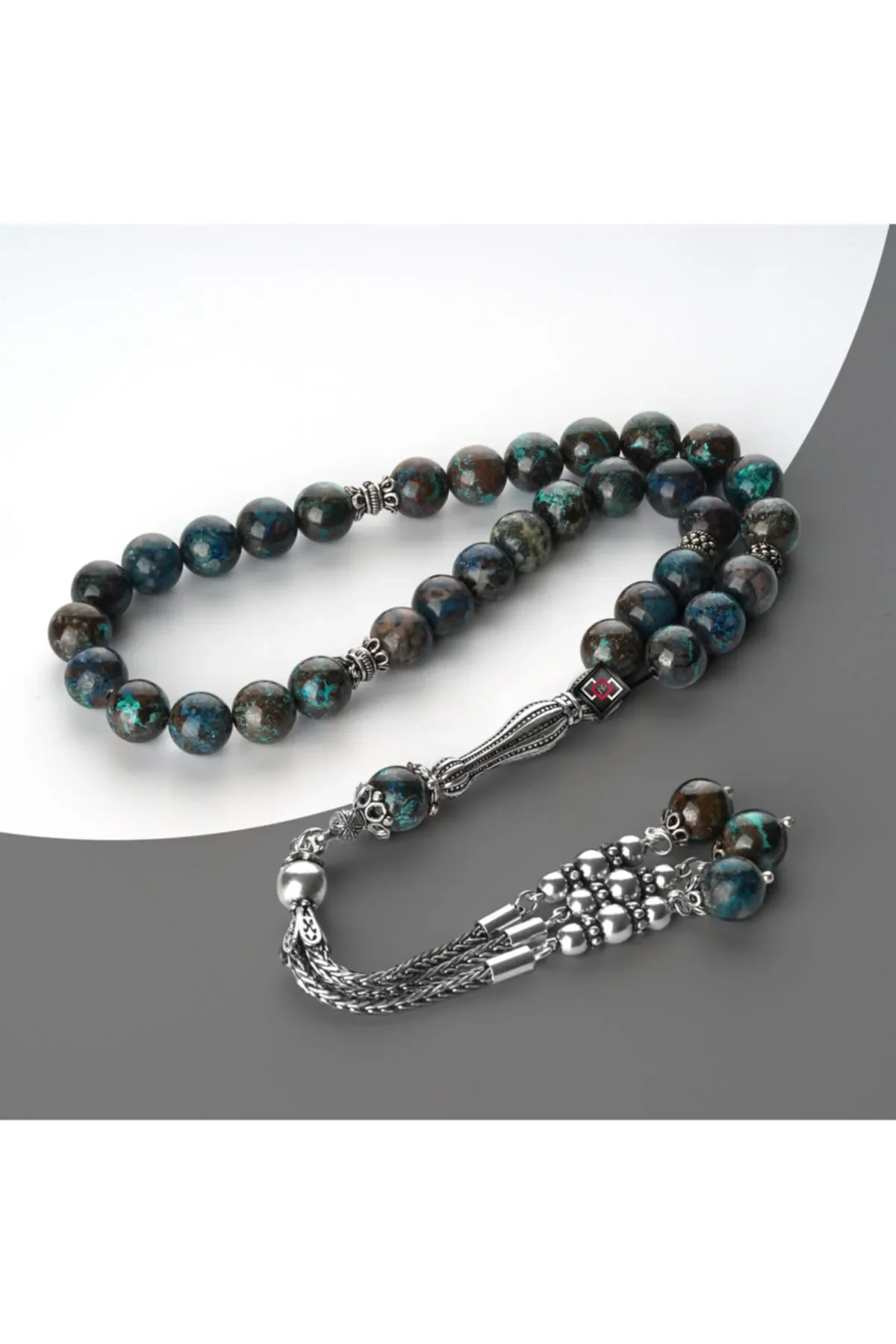 

Bloodstone Stone Rosary with Silver Tassels