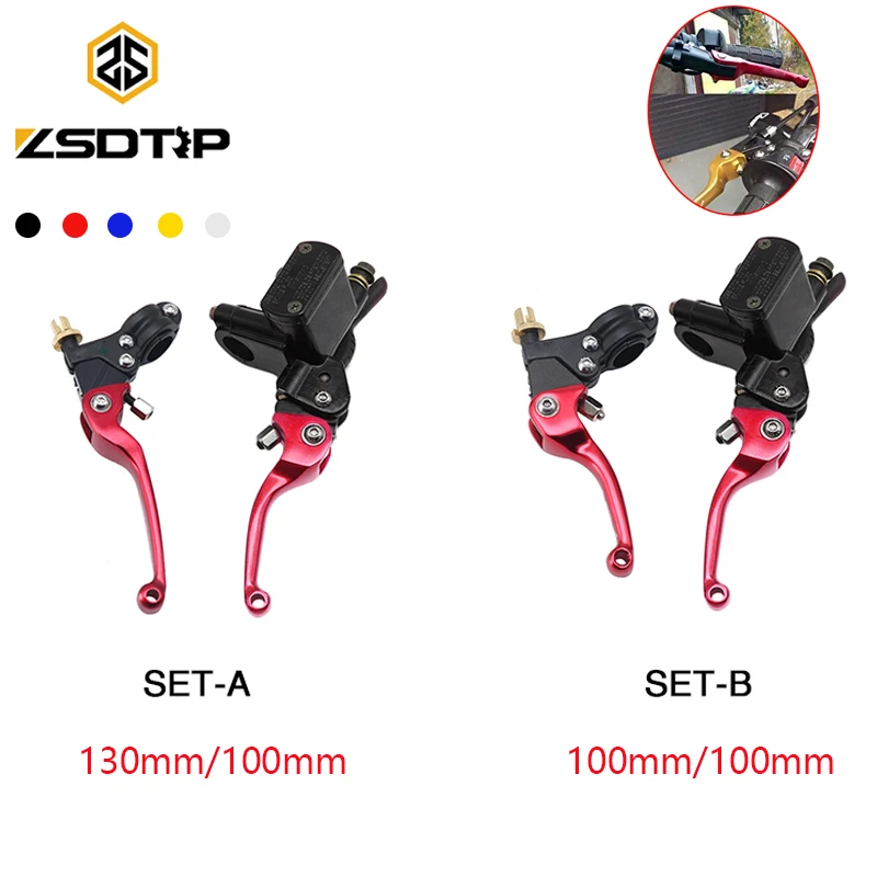 ZSDTRP 1Pair 100/130mm Motorcycle CNC Hydraulic Master Cylinder Clutch Brake Pump Levers For CRF KLX YZF RMZ Dirt Bike