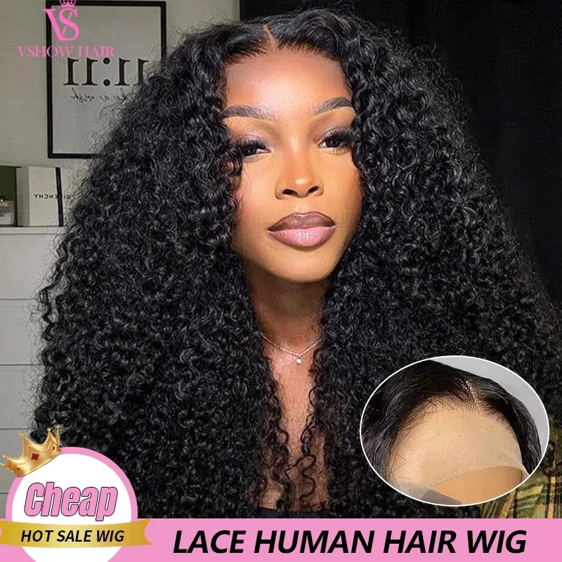 

VSHOW 13x6 Transparent HD Lace Wigs Kinky Curly 100% Virgin Human Hair Lace Front Wig Preplucked Hairline Pre Cut
