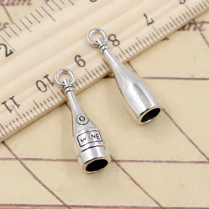 10 sztuk Charms 3D butelka wina 27x7x7mm tybetański srebrny kolor wisiorki antyczna biżuteria Making DIY Handmade Craft — zdjęcie 2