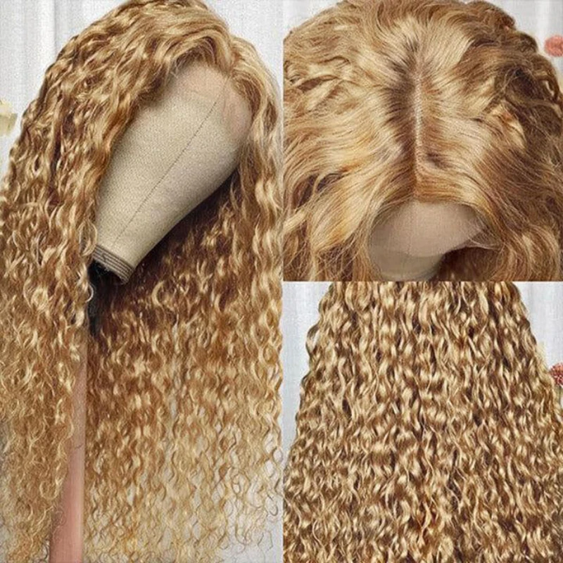 Hightlight 4/27 Wig 13x6 Blonde Highlight Curly Lace Front Human Hair Wig HD 13X4 Lace Frontal Human Hair Wigs For Women