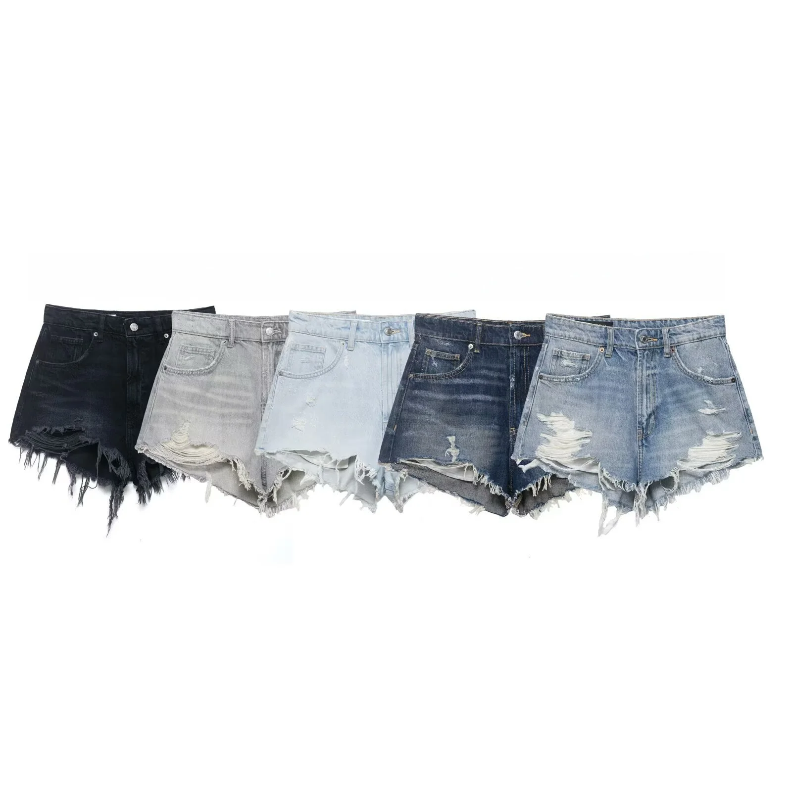 Vintage High Waist Denim Shorts Women Ripped Distressed Jean Shorts Y2K Aesthetic Frayed Hem Sexy Hot Pants Summer Streetwear