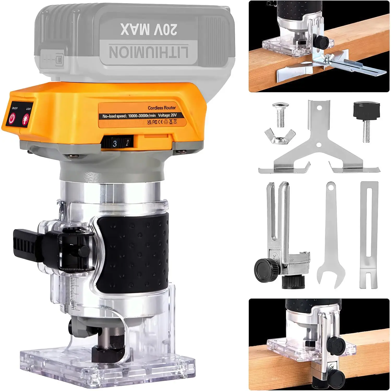 Brushless Electric Trimmer Woodworking Trimming Machine Wood Router Milling Engraving Slotting Machine Fit Dewalt 18V Battery