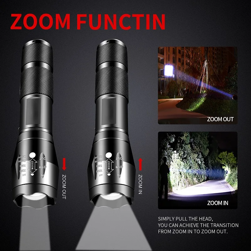 Skywolfeye 5Pcs High Lumens LED Flashlights Small Portable Working LED Torches Zoom for Camping Hiking Outdoor Emergency