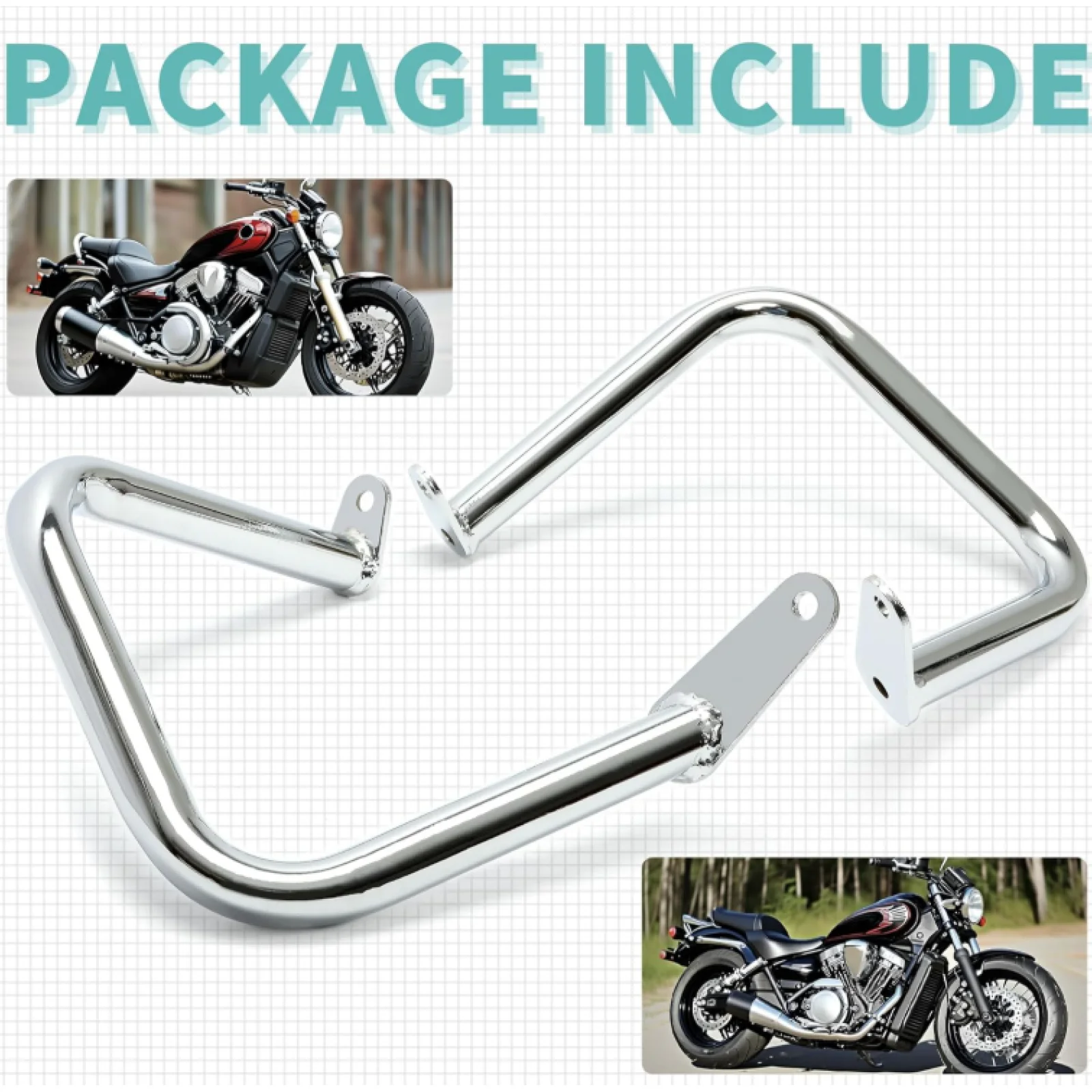 Chrome Engine Guard Highway Left Right Crash Bar for XVS650 V-Star 400 650 Classic for Yamaha XVS650 Custom and Classic view 5
