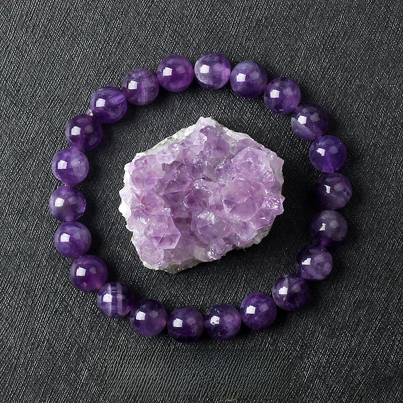 Geniune ametystowa bransoletka z naturalnymi kryształkami damska bransoletka Pulsera ametust wykonana z prawdziwego naturalnego kamienia koraliki oczyszczające ciało — 2