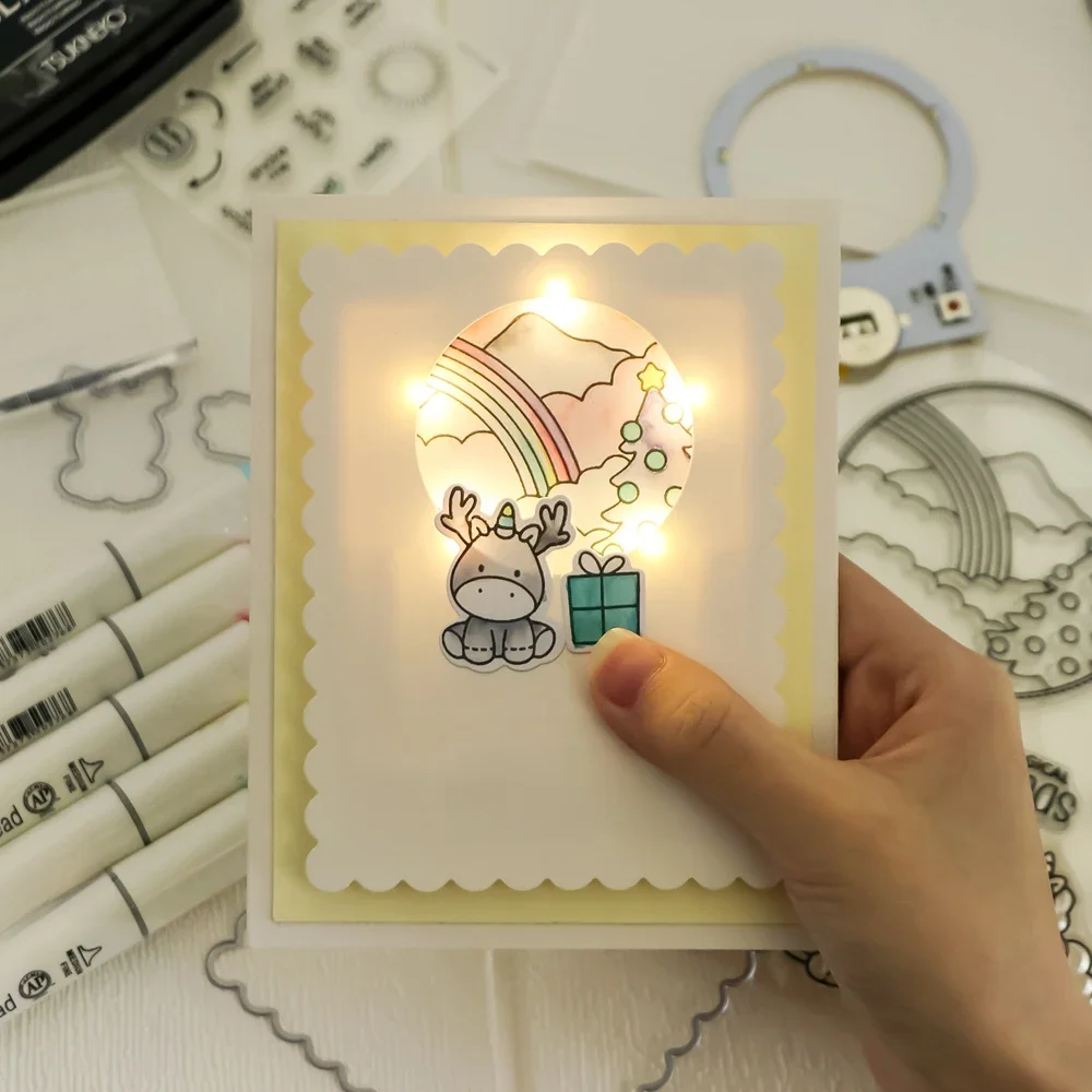 Unités lumineuses Halo auto-adhésives avec led blanches chaudes, lumières faciles pour la fabrication de cartes lumineuses, fournitures artisanales, 2/3/4 pièces/ensemble