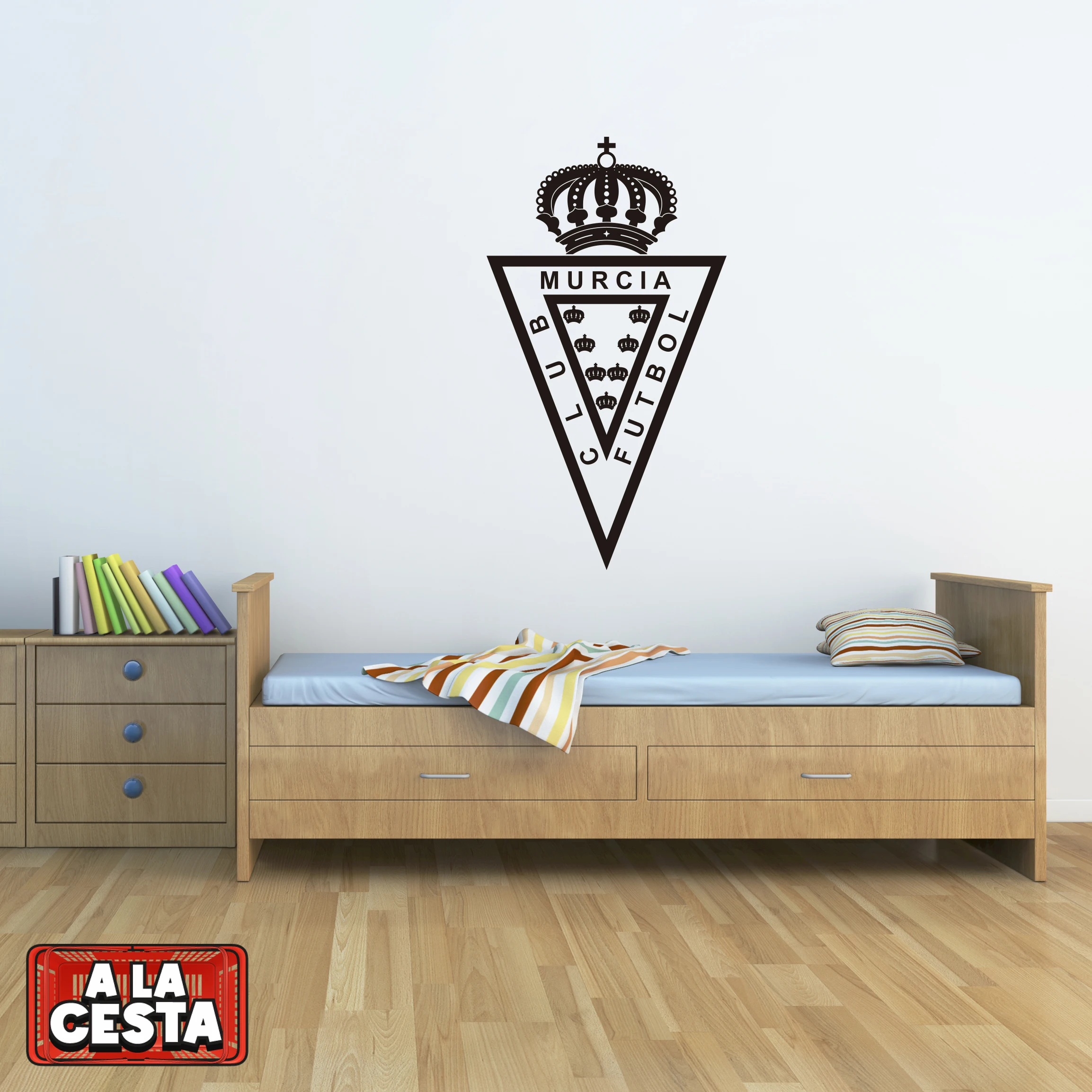 Vinilo decorativo personalizado futbol escudo murcia club futbol equipo favorito color infantiles niñoniña pegatinas pared deportes habitación silueta hombre mujer