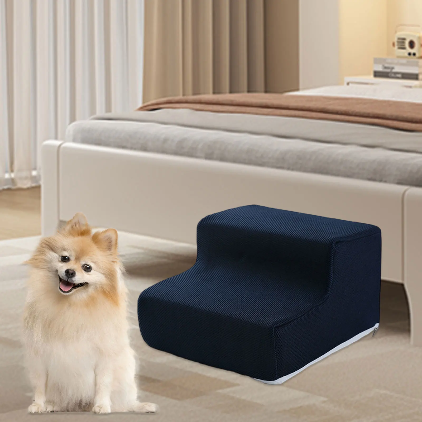 Soft Removable 2 Steps Stairs Pet Ramp Bed Lightweight Non Slip Gentle Slope for Small Cats Puppy Playfulness Training Supplies