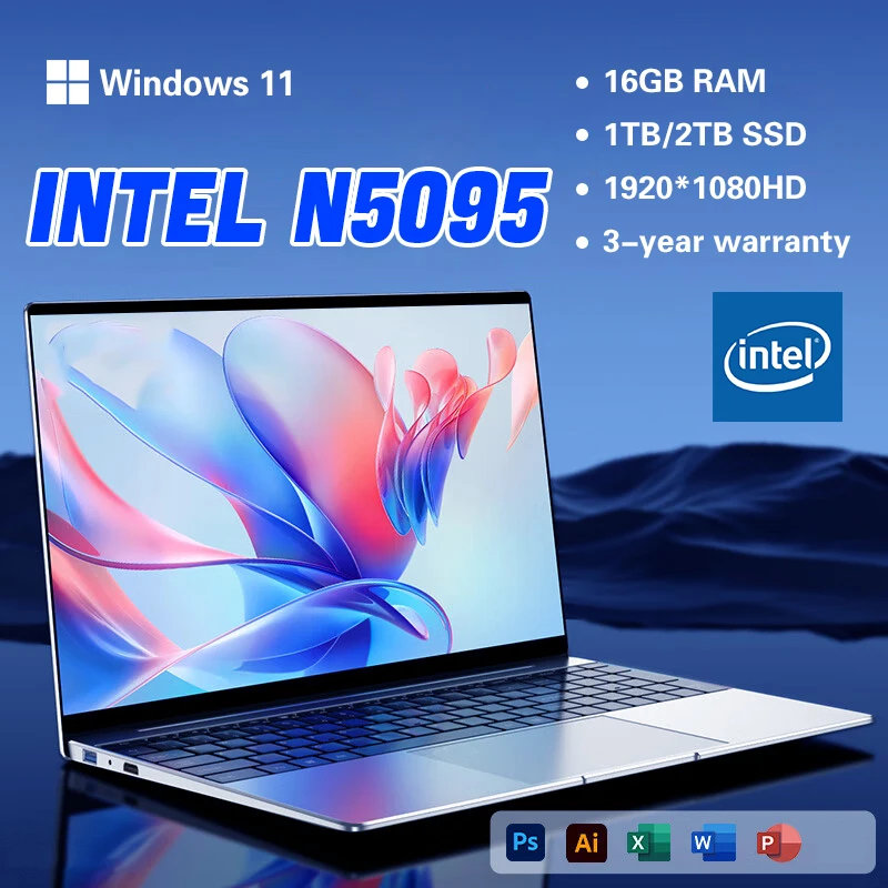 The Portable Laptop Laptop Intel Celero N5095 16GB DDR4 GB 1TB SSD Windows 11 Pro Notebook Pc Gamer Office Study Computer Laptop