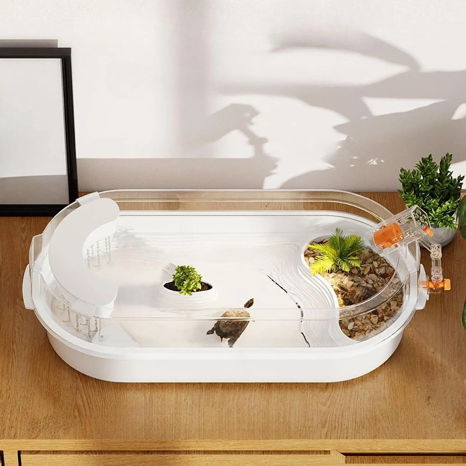Turtle Tank Basking Ramp Accessories Breeding Box Supplies Resting with Platform Reptile Habitat for Frog Small Reptile Terrapin