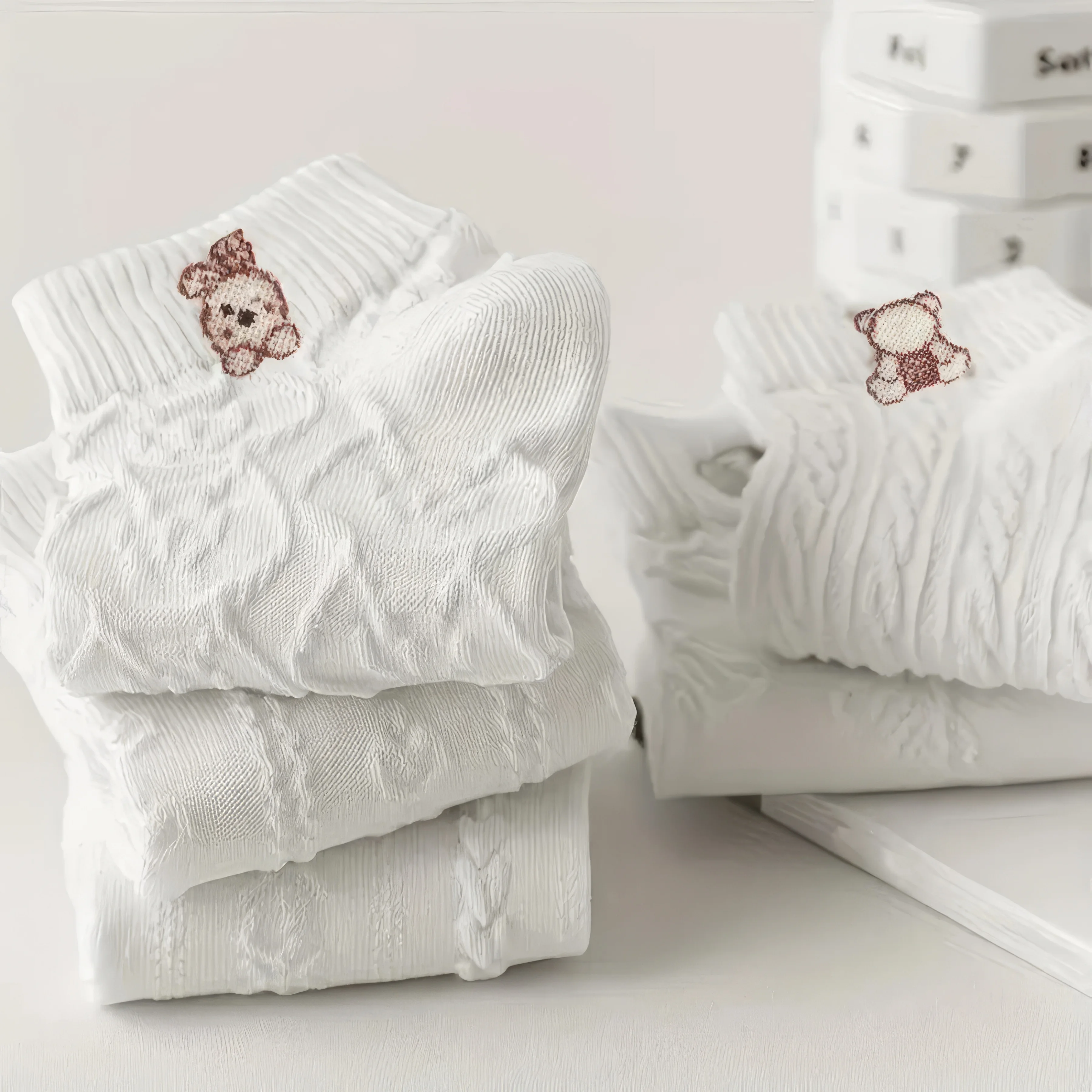 5 Pairs of Soft White Cloud Rabbit Socks with Cute Patterns, Comfortable and Breathable, Suitable for Casual Sports