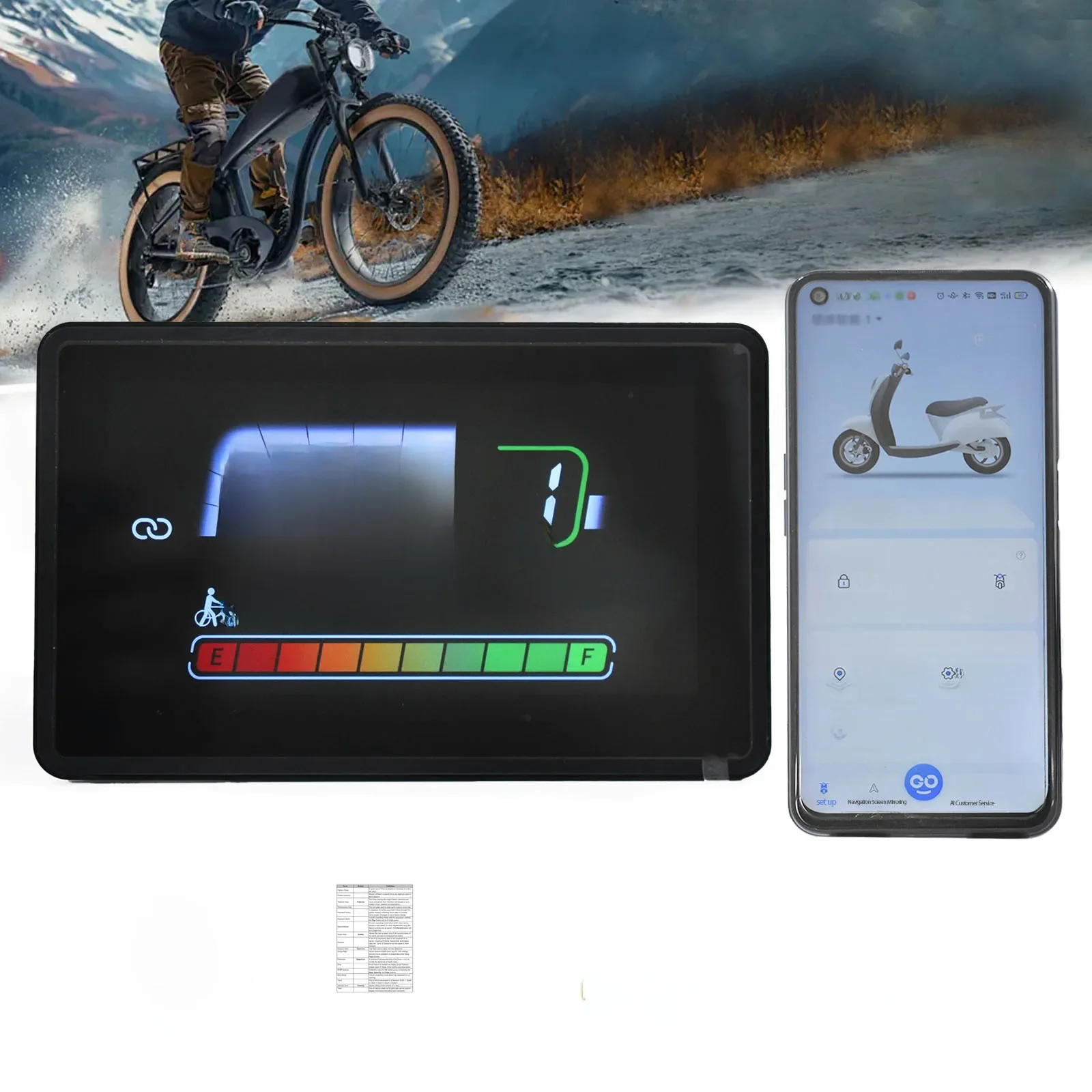 H6C-2Bluetooth LCD Fietscomputer Ebike Display Fatbike Kilometerteller Waterdichte Mountainbike Waterdichte Bedrade Fietsaccessoires - afbeelding 2