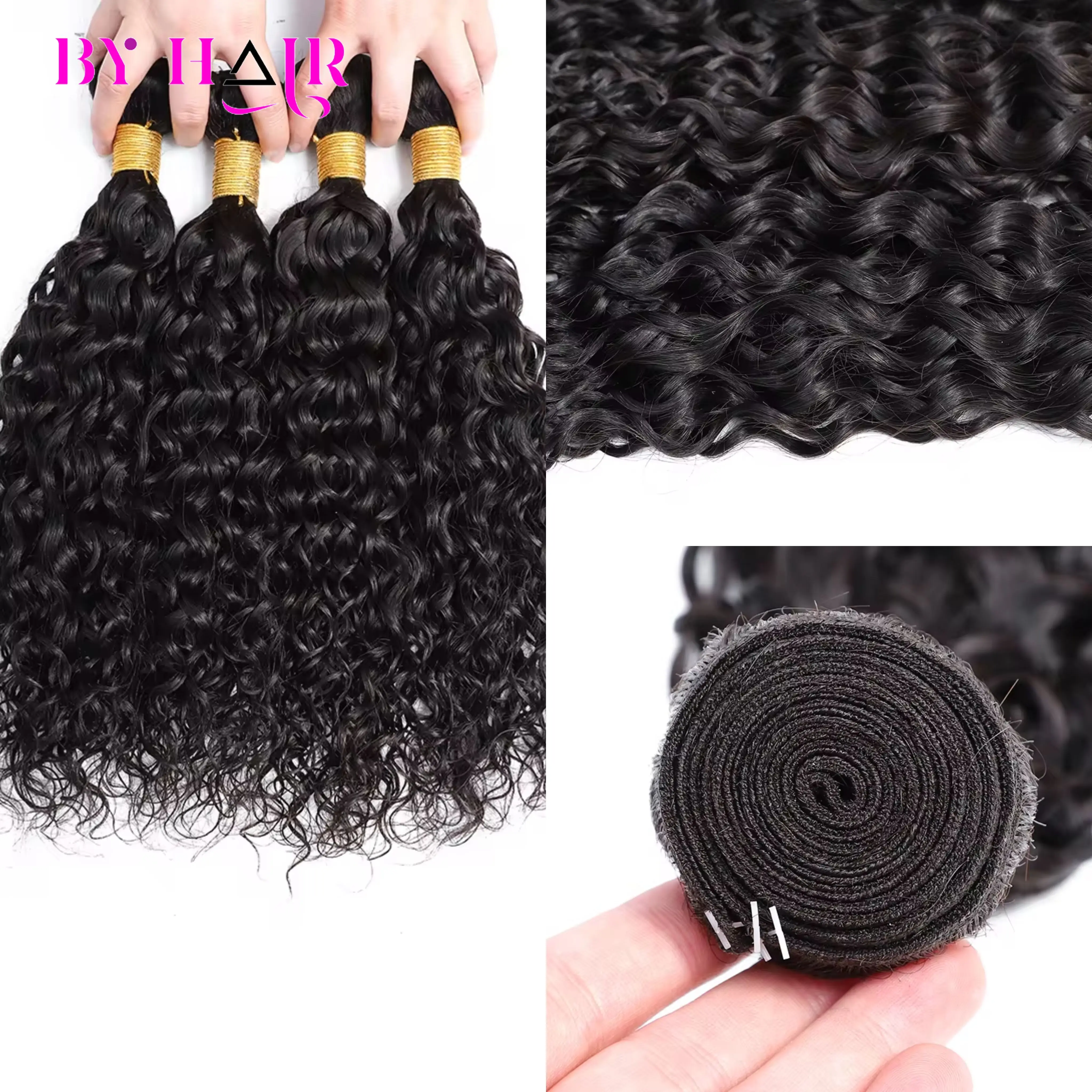 Water Wave Bundles 12A Peruvian 100% Human Hair Bundles 1 3 4 Bundles Deal Wet And Wavy Curly Hair Extensions