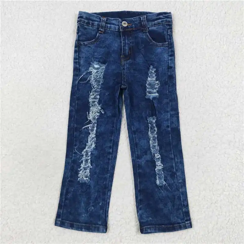 New Fashion Baby Boys Green Camo Distressed Denim Pants Wholesale Boutique Children Clothes Long Sleeve Jeans RTS