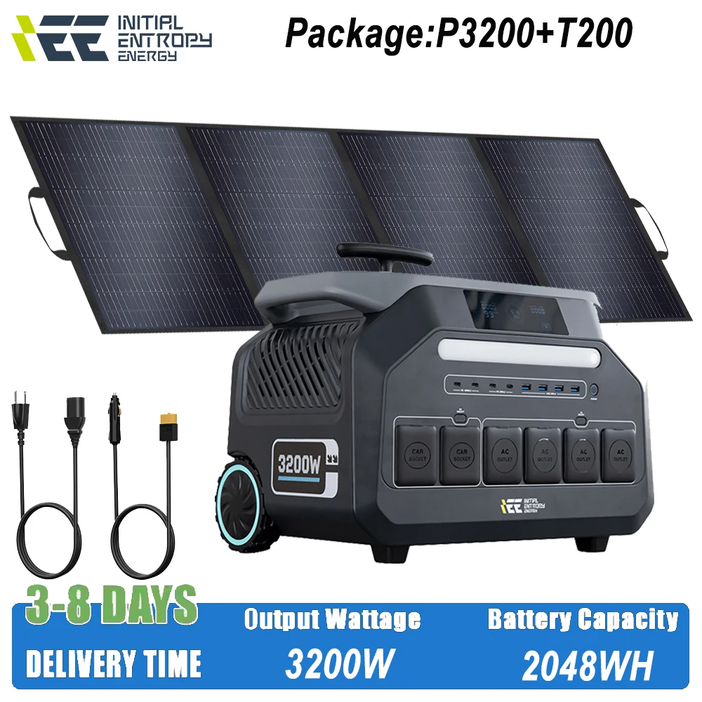 Stazione di energia solare IEE 3200W 2048Wh generazione portatile con pannelli solari folk W Batteria di durata di uscita AC220V per il campeggio