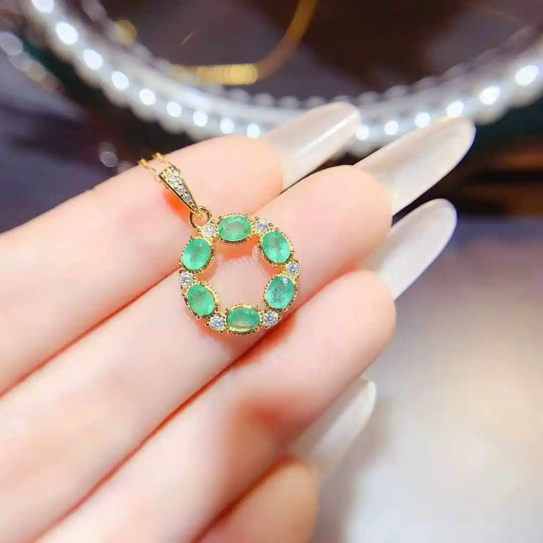 

KJJEAXCMY Natural Gemstone Women's Luxury Impurity Free 3x4mm Emerald Pendant New 925 Pure Silver Inlaid Gift for Girlfriend