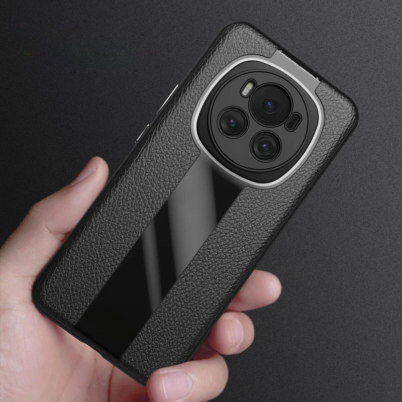 For honor magic 6 pro fall luxus leder weich tpu linsen schutz rückseite schlanke anti-finger