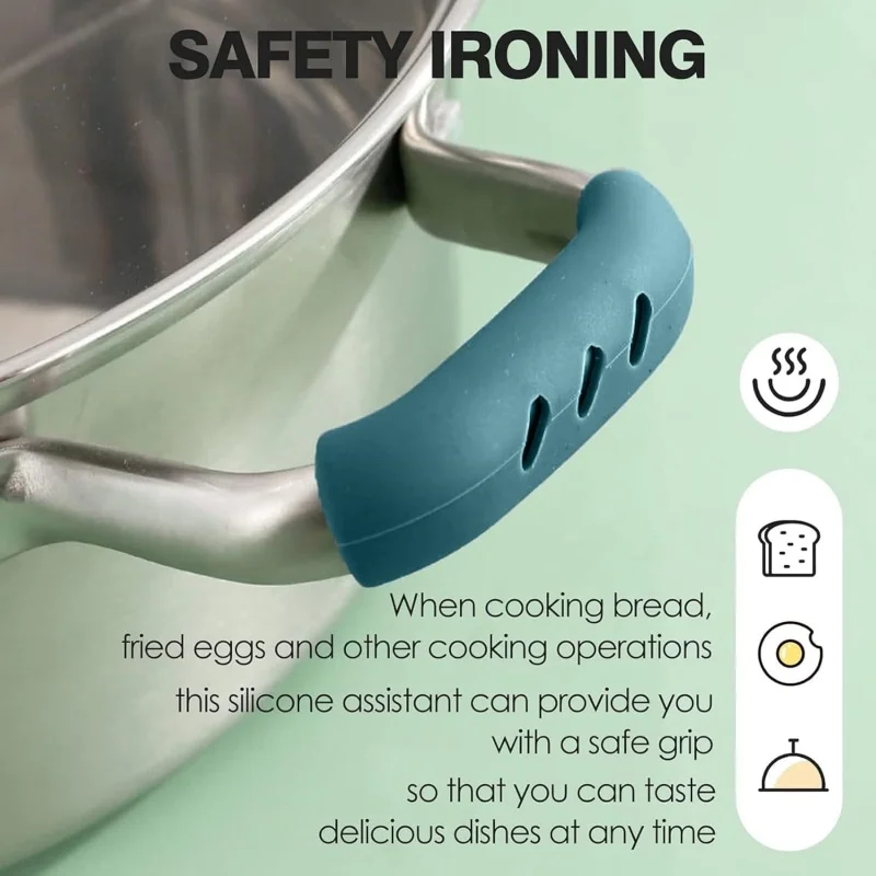 6Pcs Silicone Pan Handle Cover Heat Insulation Assist Handle Holder Grip Sleeve Kitchen Gadgets