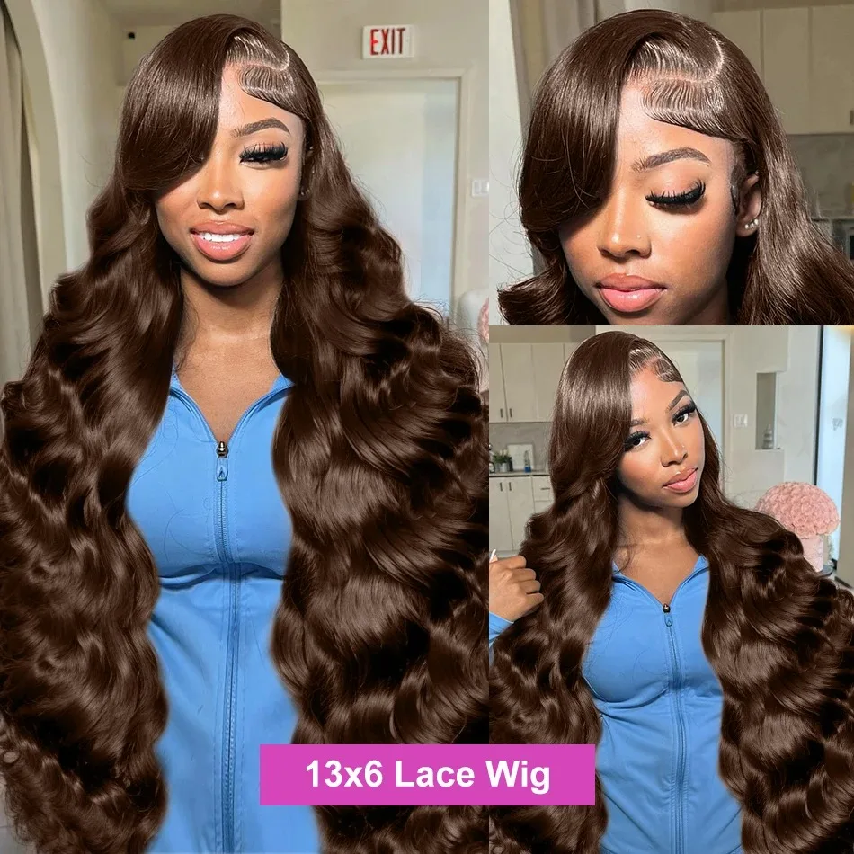 YKB 30 Inch Chocolate Brown Lace Front Wigs Human Hair Water Wave #2 Colored 13x5 13x6 HD Lace Frontal Wig For Women 200 Density