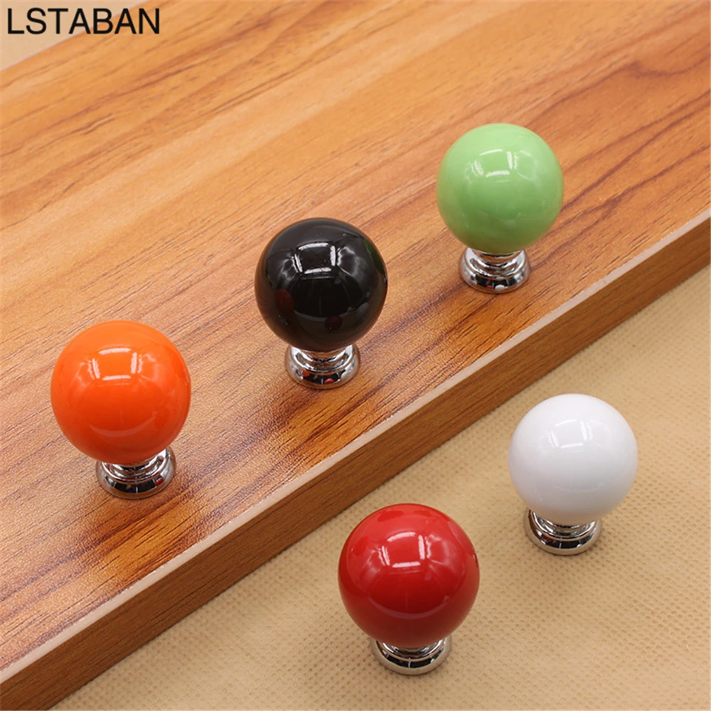 Ceramic Colorful Kitchen Cabinet Handle Single Hole Cupboard Wardrobe Drawer Pull Modern Simple Furniture Hardware Door Knobs