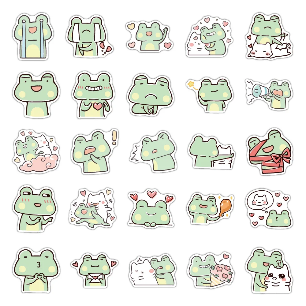 10/30/50PCS Kawaii Frog MEME Stickers Cartoon Graffiti Decals Kids Toys DIY Laptop Notebook Phone Suitcase Cute Animla Sticker