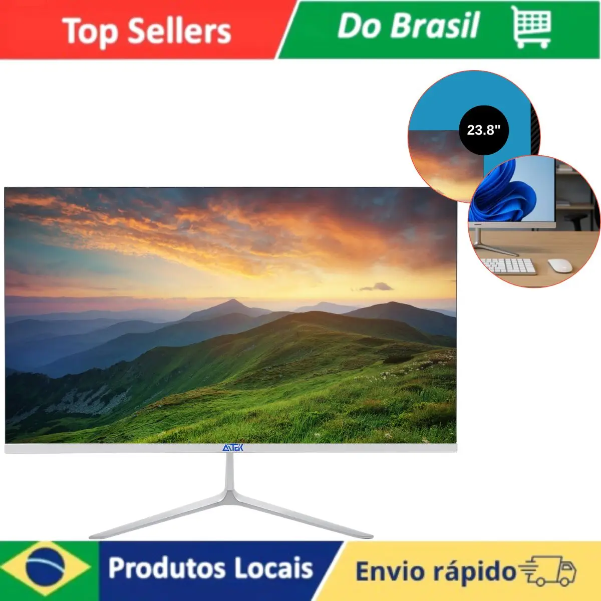 Computador All in One Intel Core i5 512GB SSD 8GB RAM Tela 23.8" Full HD LED 75Hz USB HD-MI