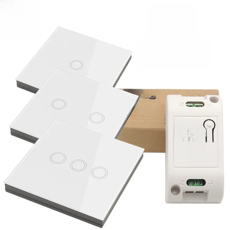 Inteligentny domowy dotykowy włącznik światła Led Bezprzewodowy 86 * 86 Zdalny włącznik naścienny AC 110V 220V 10A Odbiornik 1/2/3gang do lampy sufitowej — zdjęcie 2