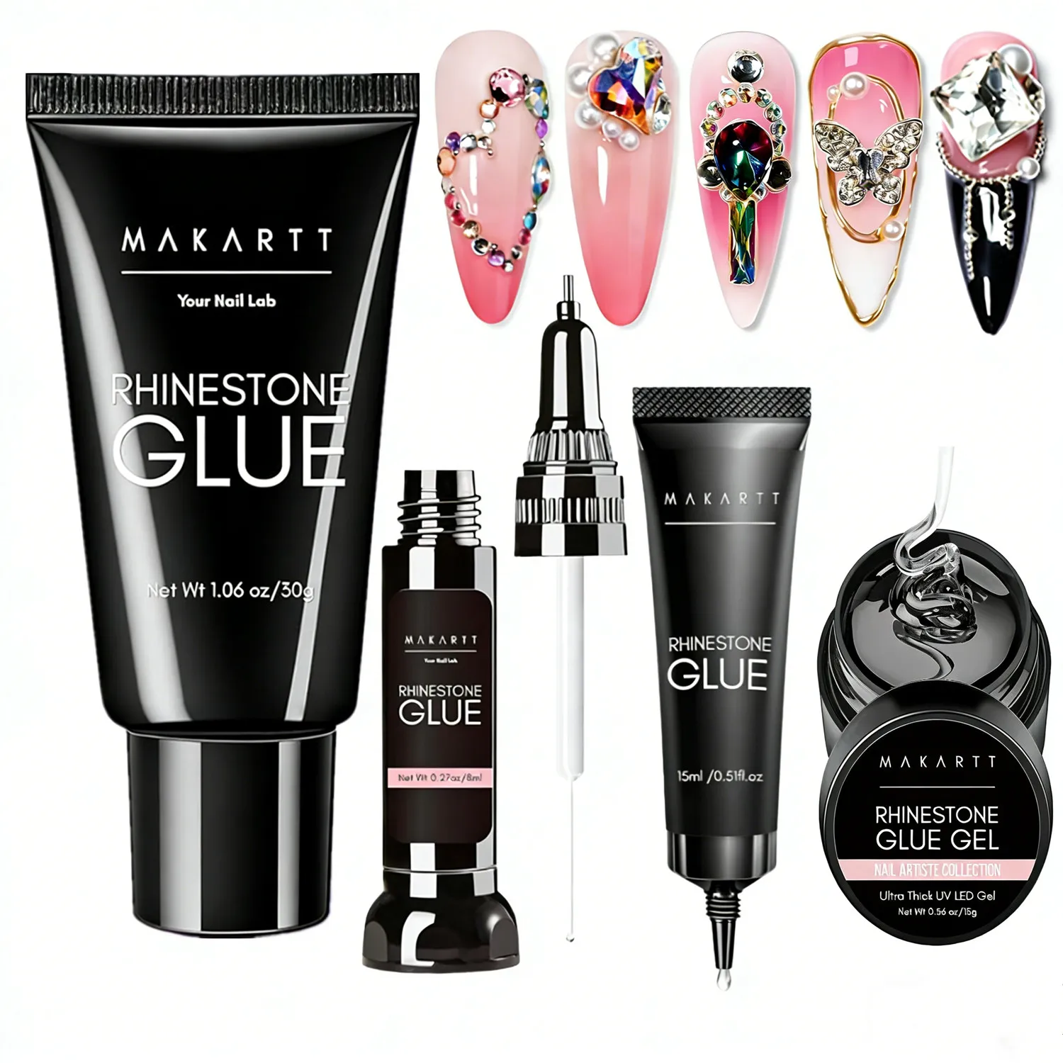 

Makartt Rhinestone Glue for Nails - 30ML Super Strong Adhesive Gel Nail Glue for 3D Nail Art Molding, and Nail Charm Gem Jewelry