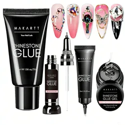 Makartt Rhinestone Glue for Nails - 30ML Super Strong Adhesive Gel Nail Glue for 3D Nail Art Molding, and Nail Charm Gem Jewelry