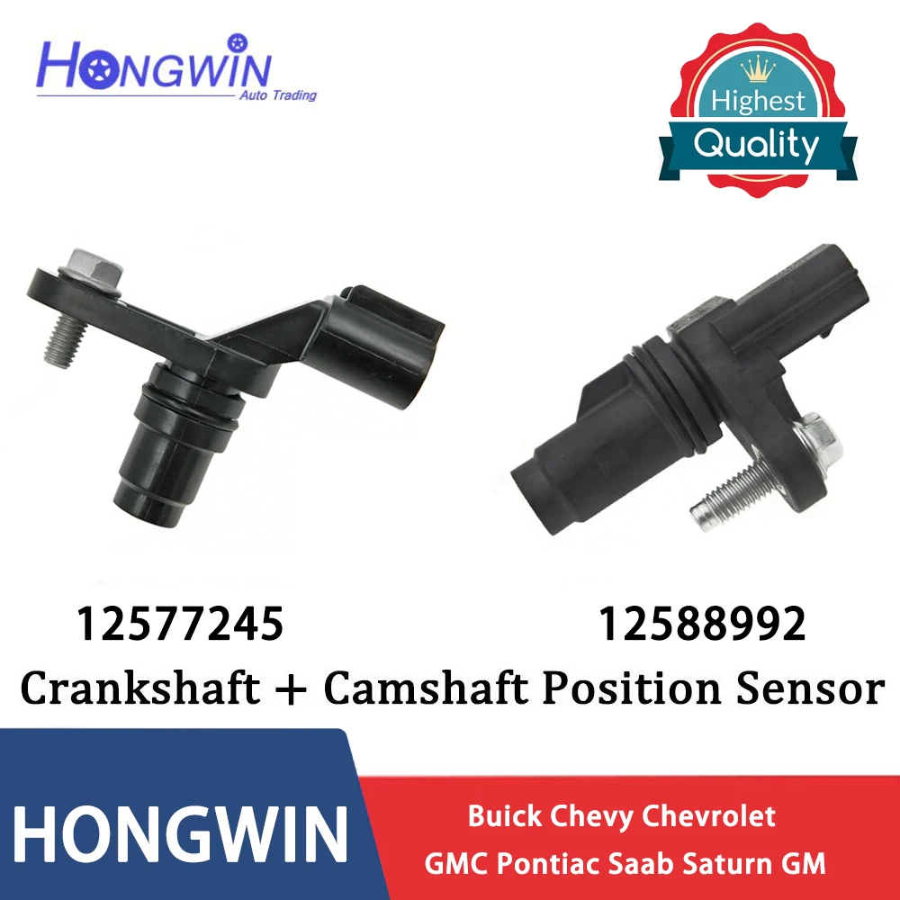 ONE SET Crankshaft Camshaft Position Sensor For Buick Chevy Chevrolet GMC Pontiac Saab Saturn GM 2006 2007 2008 -2015 12588992