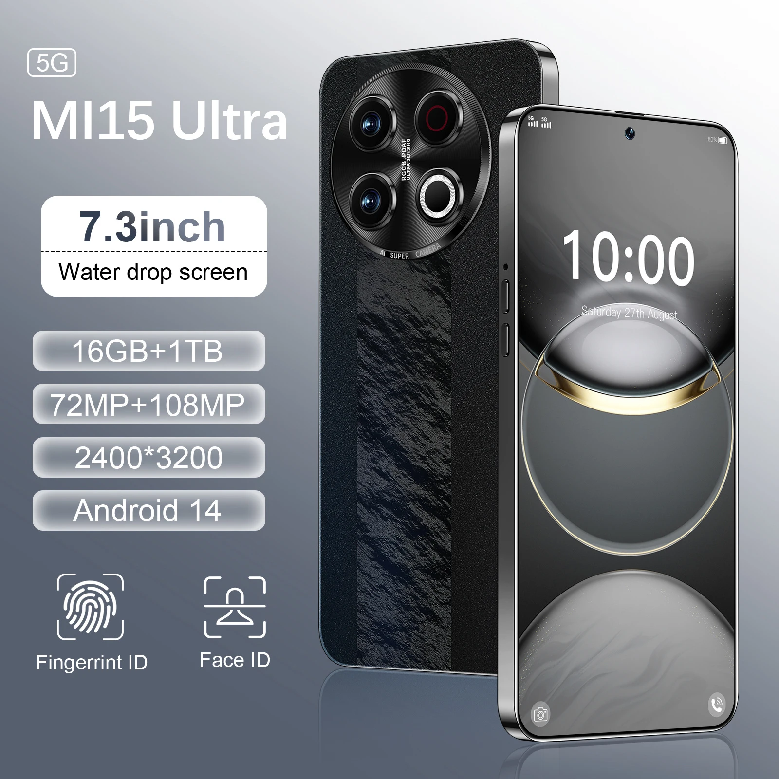 

MI 15 Ultra 2025 New 7.3HD Global Edition Original Smart Dual Card 7800mAh Battery Facial Recognition Function