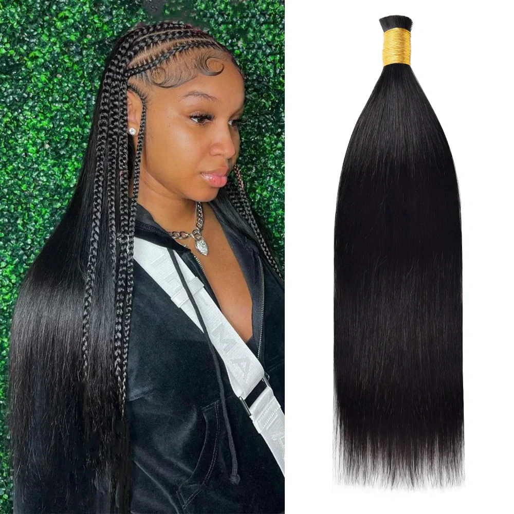 

Straight Braids Human Hair Bulk For Braiding 100% Human Hair Bundles 1/2/3 Bundles No Weft Human Hair Bundles Hair Extensions