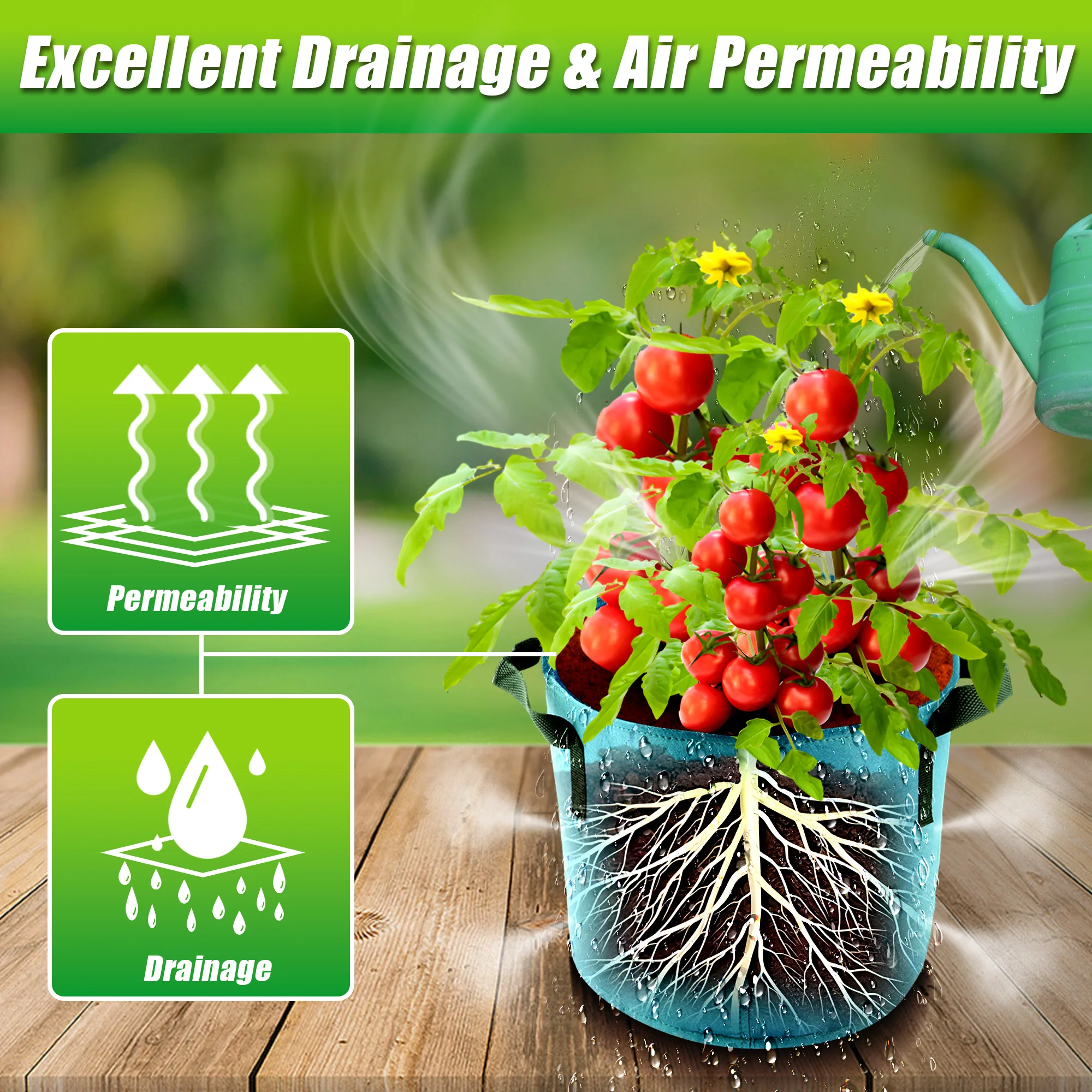 5 Gallon Grow Bags, 7 Pack Colorful Fabric Plant Pots with Handles for Garden and Outdoor Planting10 Gallon Grow Bags view 6