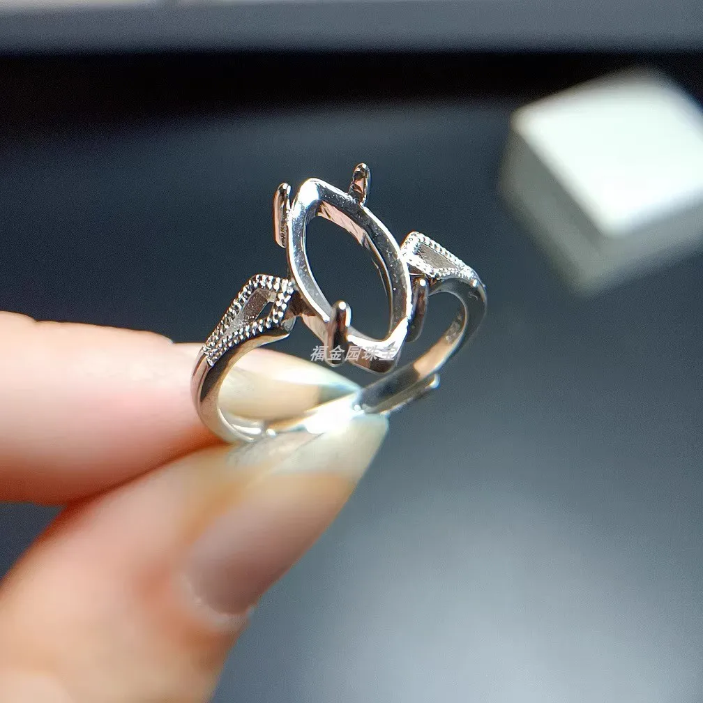 Boutique Jewelry New S925 Silver Ring Empty Toma Mesh 6 * 12mm Plated with 18K White Gold Rose Gold