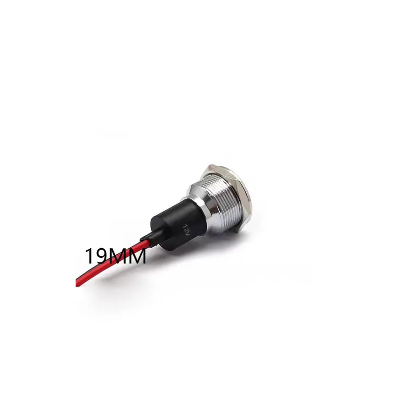 19 mm waterproof stainless steel engine oil luminous 220V indicator light (with wire) Car charger indicator light
