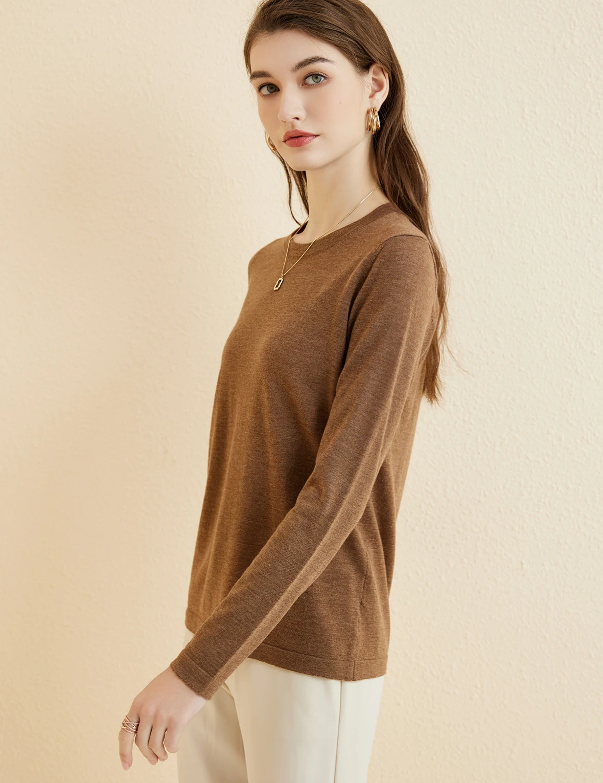 Women's T Shirt 100% Merino Wool Base Layer Top Fall Winter Fashion Crewneck Soft Merino Tee Long Sleeve Tops Knit Women Clothes