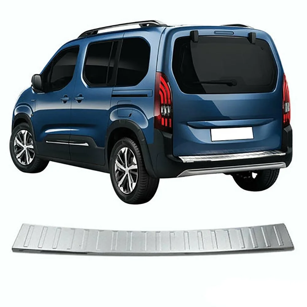 

For Citroen Berlingo 3 Rear Bumper Sills (2019 2022) -1 Piece Silver And Black Colour Option -Stainless Steel