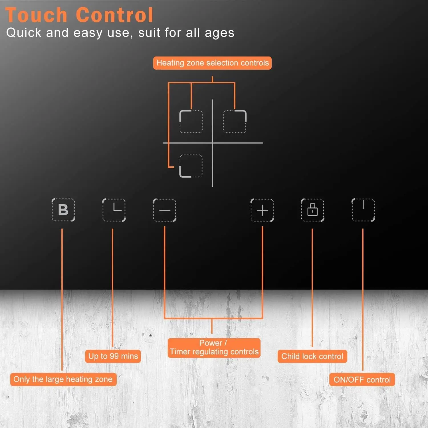 موقد كارينير التعريفي 3 شعلات، موقد حثي مدمج 60 سم، فرن كهربائي مع تحكم باللمس، مؤقت، قفل أمان، 5200 وات، واي فاي #2