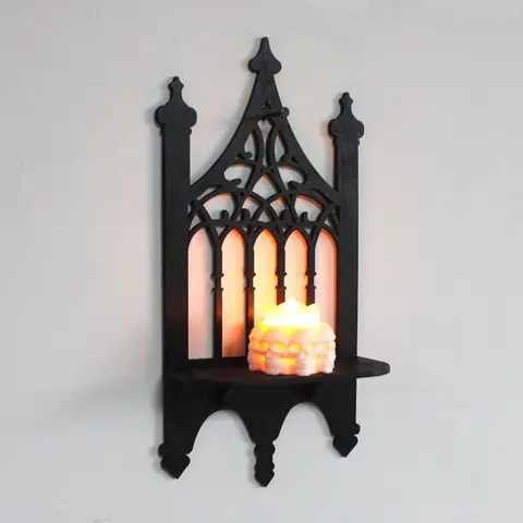Wooden Wall Candle Sconce Wall Mount Candlestick Candle Sconce Wall Shelf Home Decor for Housewarming Pathway Office Yard Porch