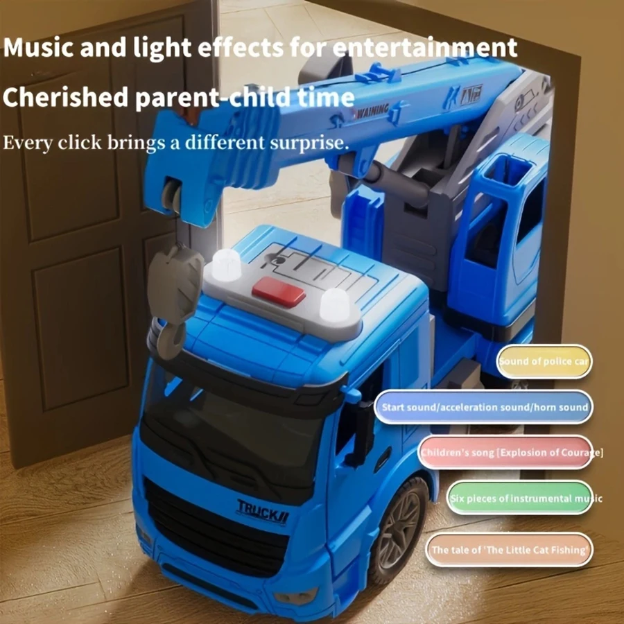 Jouets pour garçons et filles de 3 ans, lumières et sons de camion grue jouet de construction.