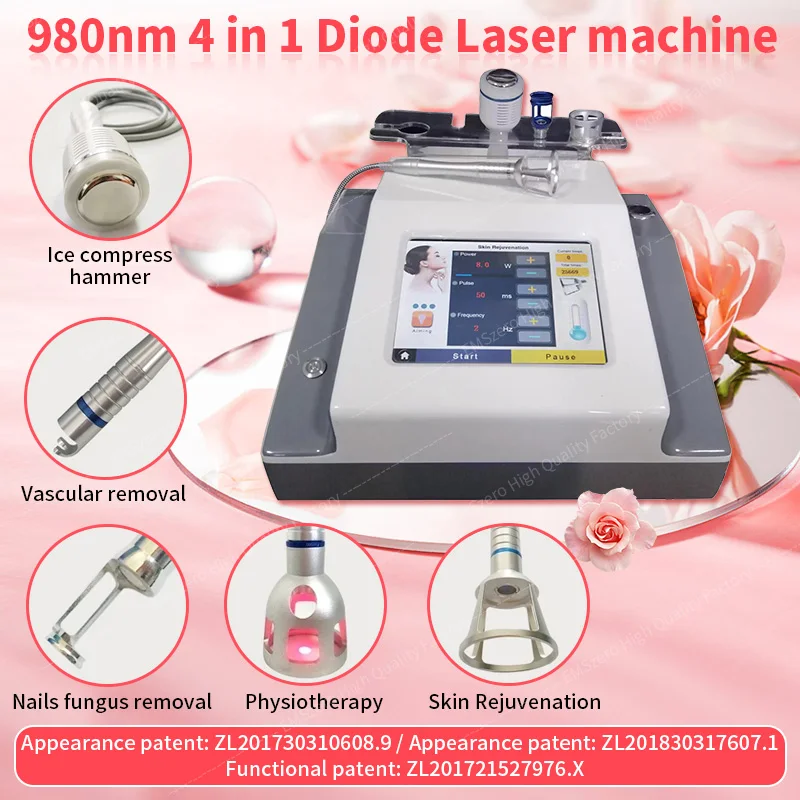 5 in 1 980nm Diode Laser Vessel Removal Machine to remove spider veins 980 Vessels to remove nail fungus 2024